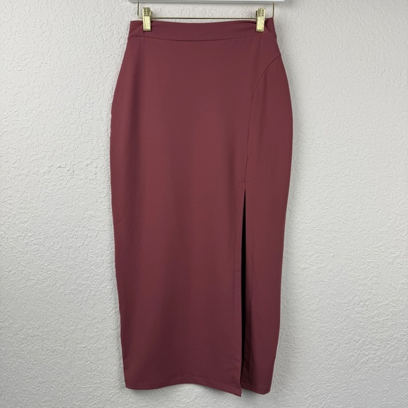 Susana Monaco Womens Midi Malbec Wine Slit Pencil Skirt Small - Picture 2 of 9